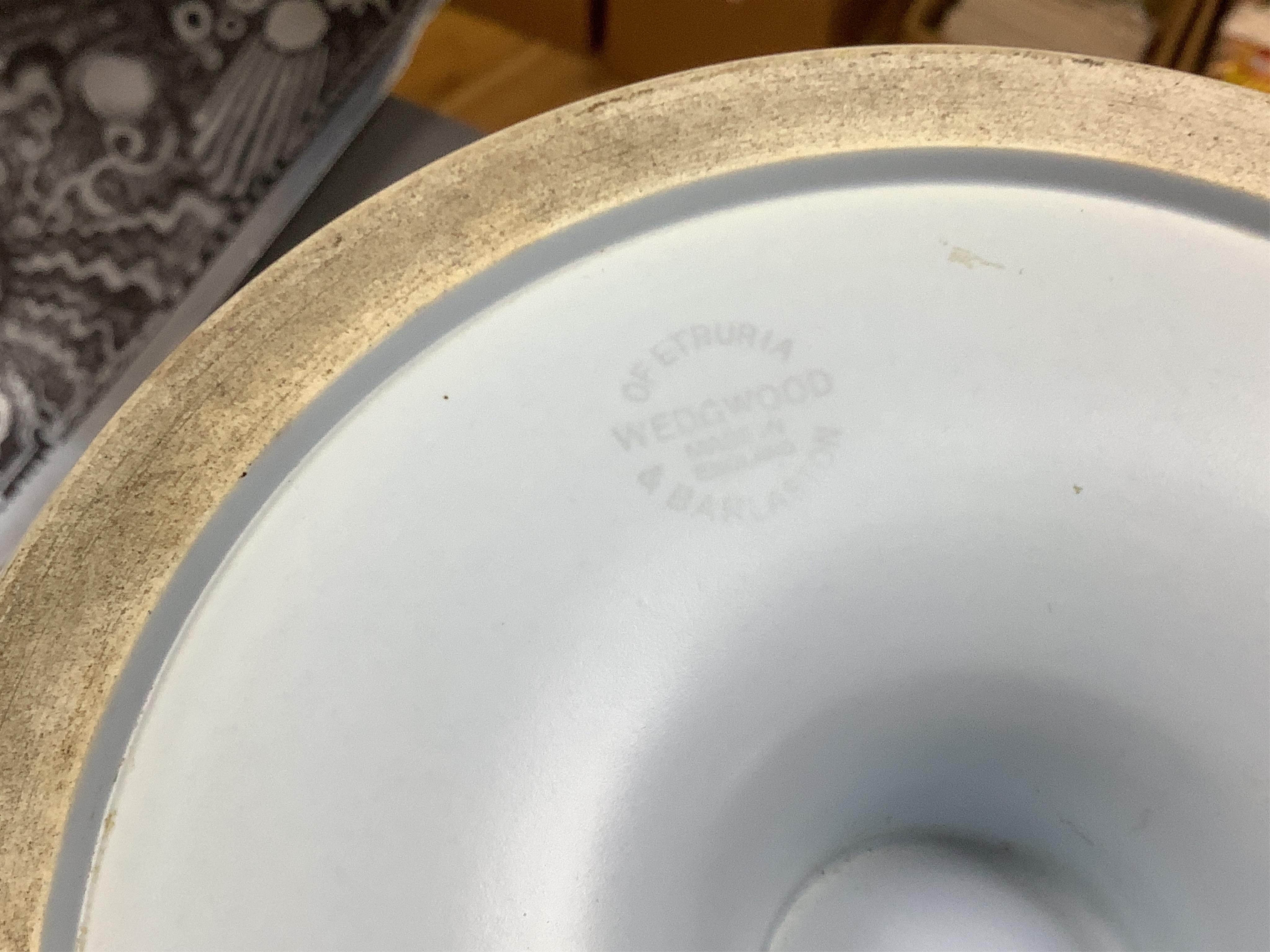 Keith Murray for Wedgwood, a floral vase decorated by Millicent Taplin, stamped to the base, 30cm high